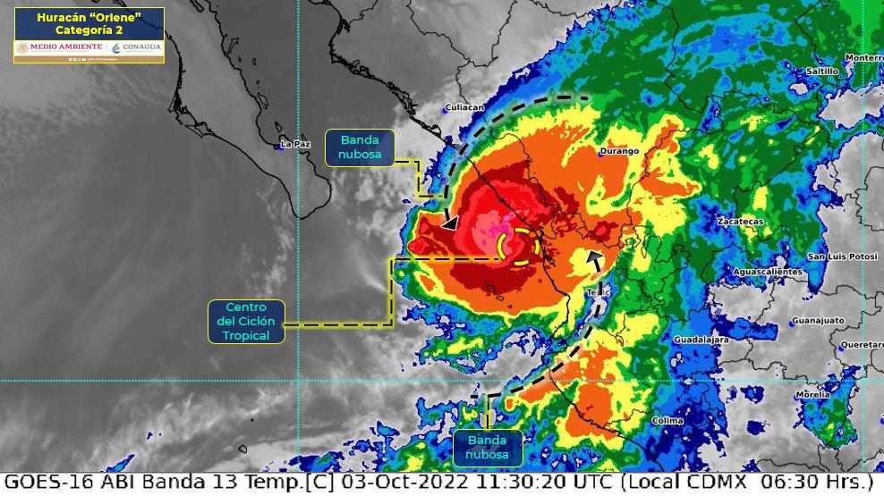 Huracán Orlene se localiza a 75 kilómetros de Mazatlán sur de Sinaloa