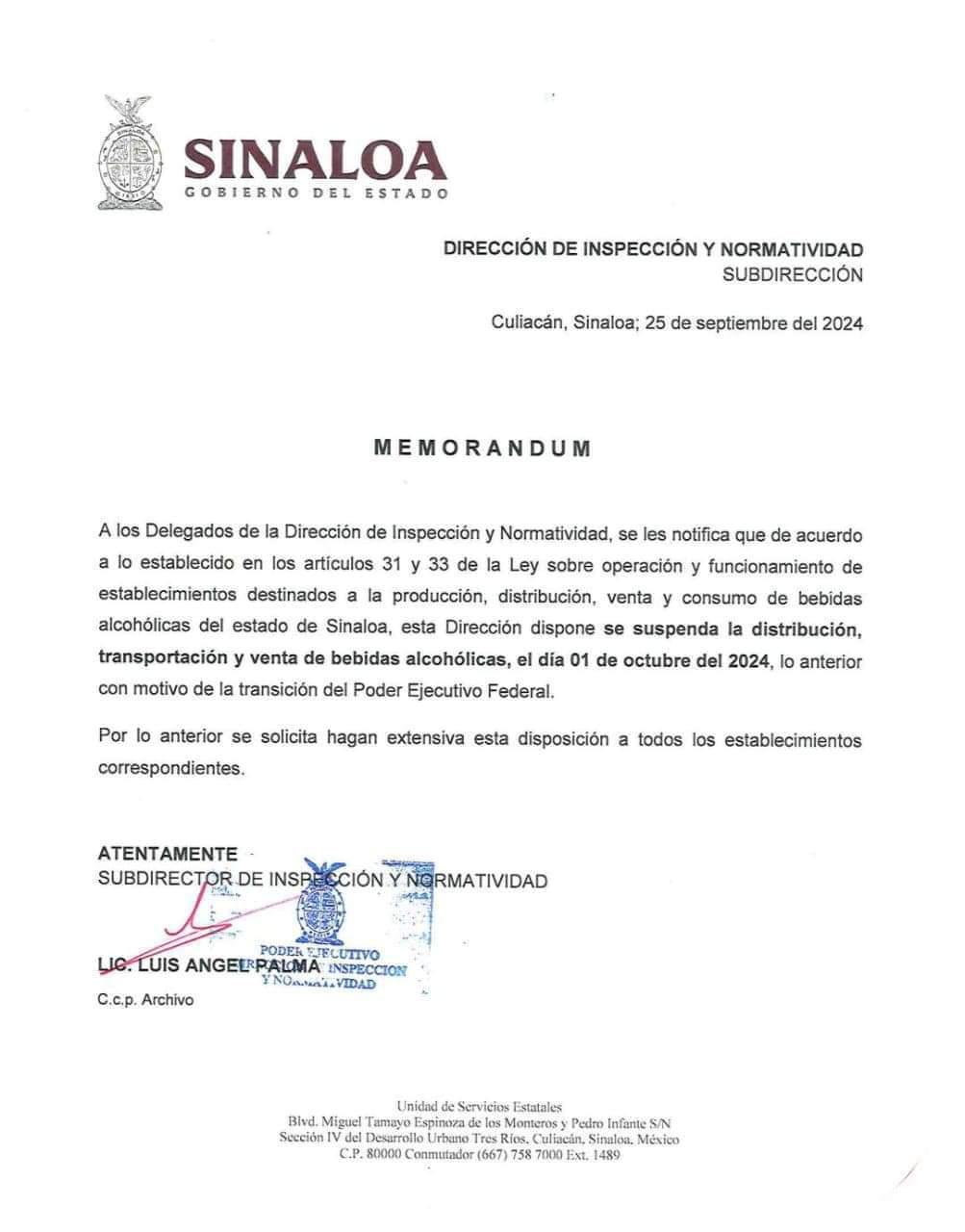 $!Aplicarán la ‘Ley Seca’ en Sinaloa el 1 de octubre