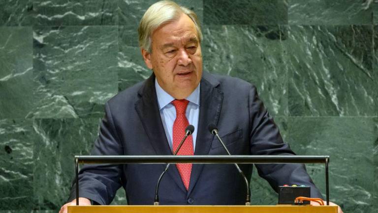 El Secretario General, António Guterres, se dirige al pleno de la Asamblea General al inaugurar el debate de alto nivel de su 79º periodo de sesiones.