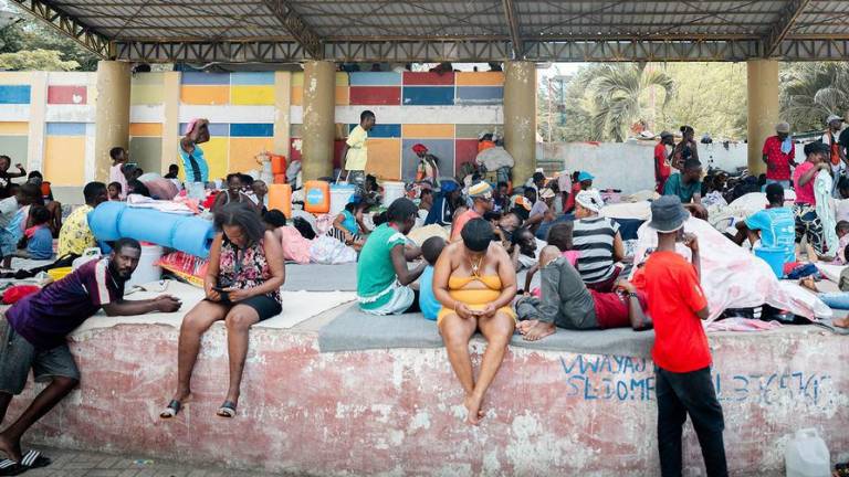 Lugar provisional para desplazados internos en Léogâne, Haití.