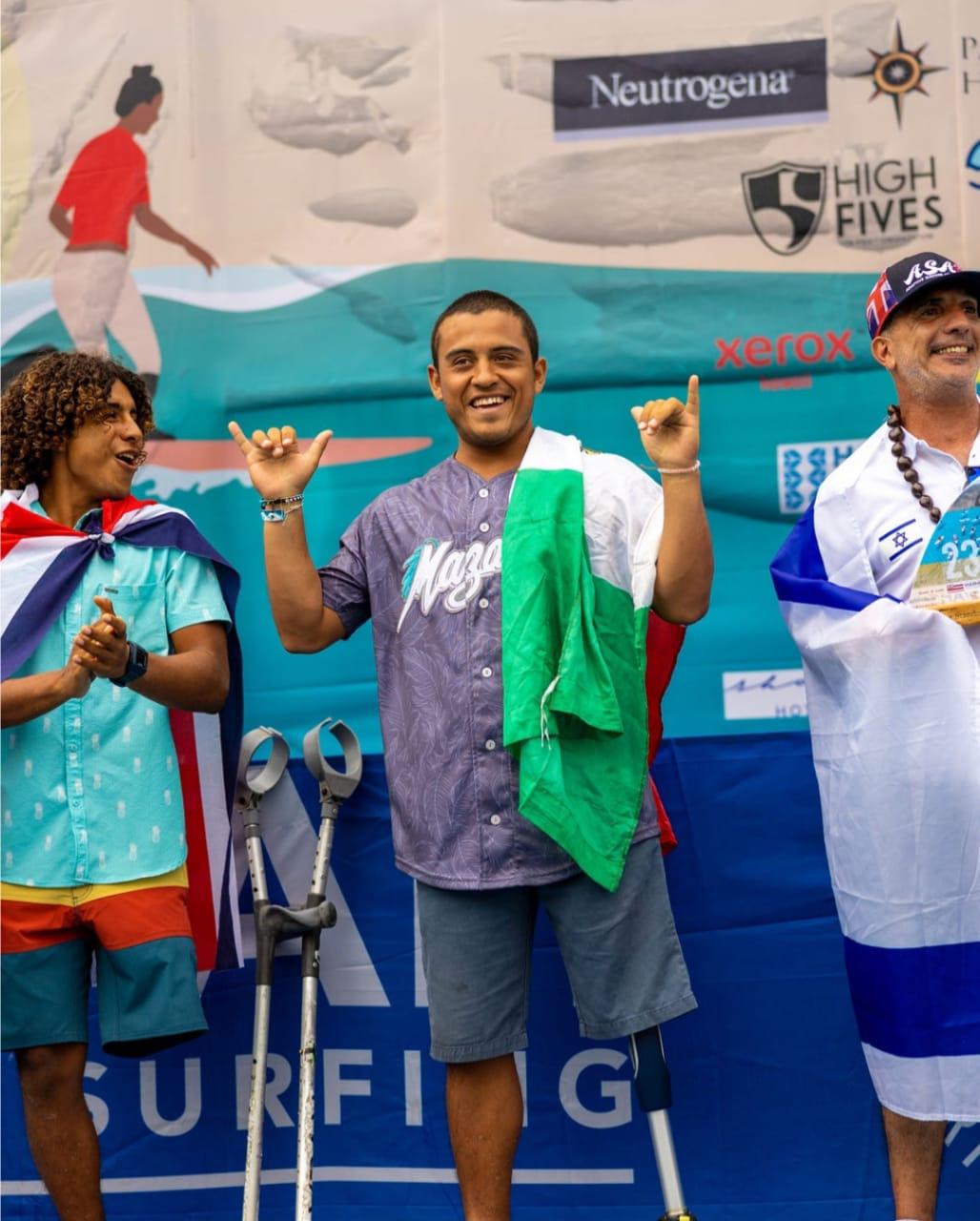 $!Mazatleco Martín Díaz sube al podio en el Hawaii Adaptative Surfing Championships