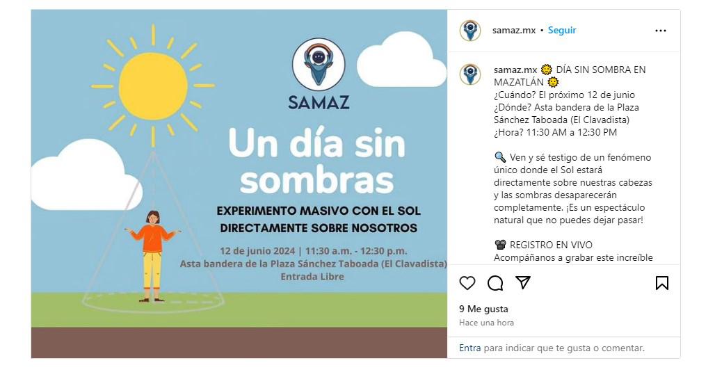 $!Viene otro fenómeno único; Un Día Sin Sombra, este miércoles 12 de junio, en Mazatlán