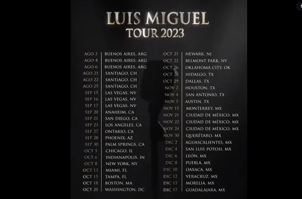 Anuncia Luis Miguel las fechas de su ‘Luis Miguel Tour 2023’