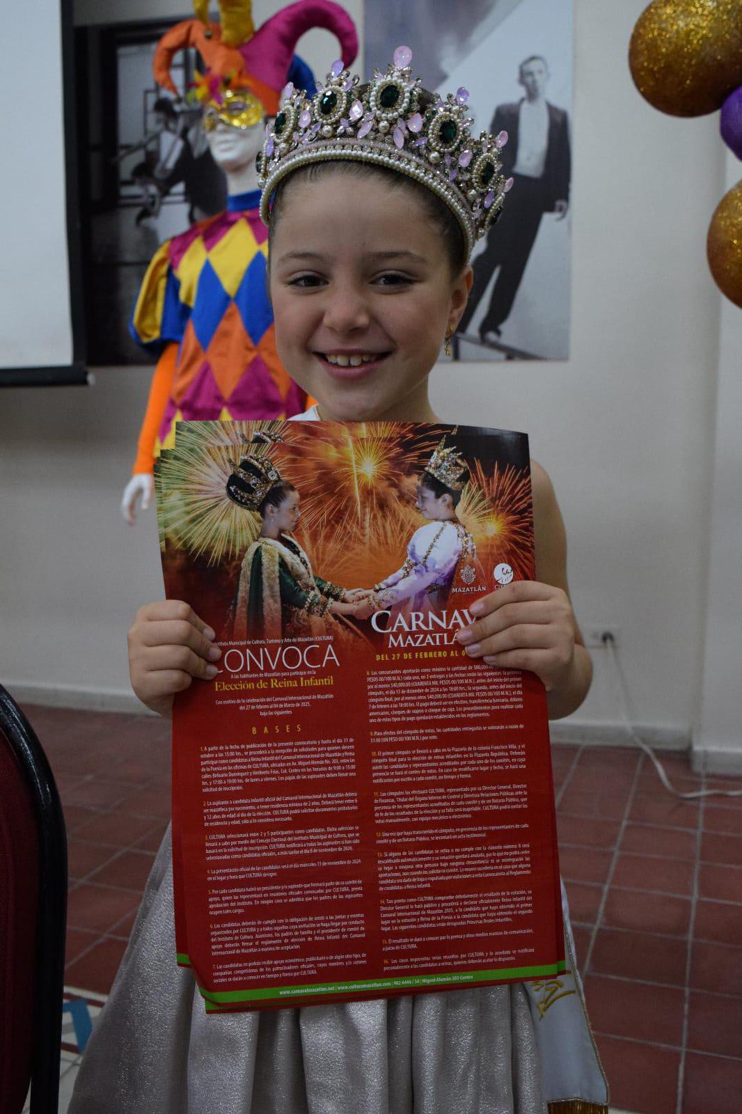 $!María Paula Velarde, Reina Infantil del Carnaval de Mazatlán 2024.