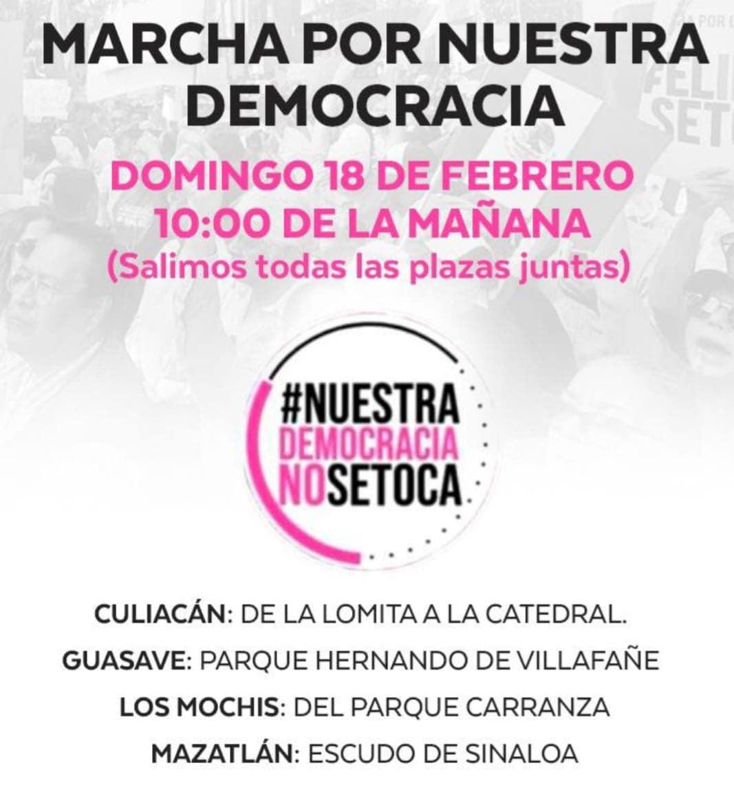 $!Este domingo se realizará la marcha por nuestra democracia en Sinaloa