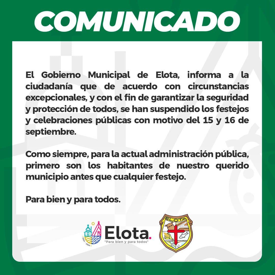 $!Gobiernos de Ahome, Concordia y Elota se suman a la suspensión festejos patrios por inseguridad