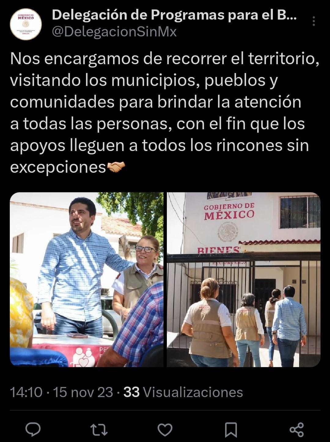 $!Promueven imagen de funcionario en redes sociales de la Delegación del Bienestar de Sinaloa