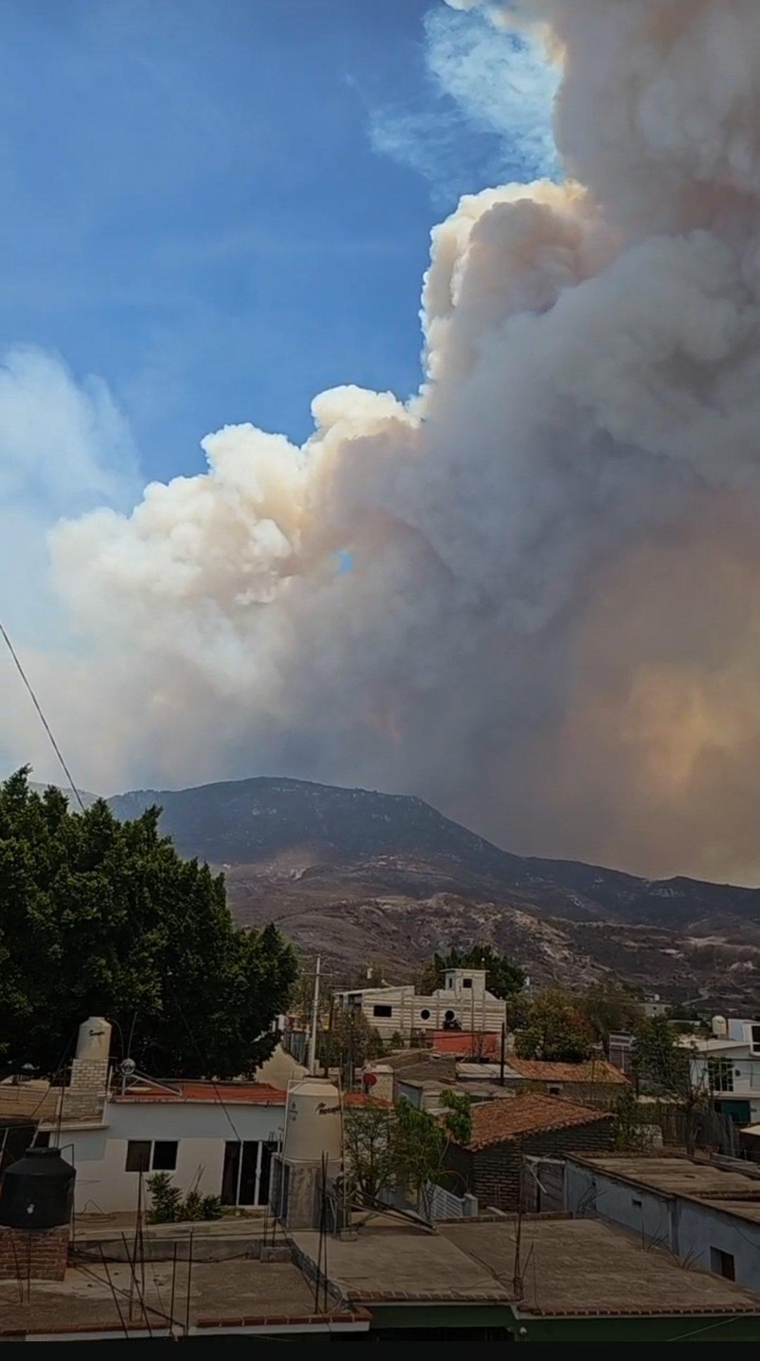 $!En Oaxaca exigen apoyo de autoridades para sofocar incendio forestal que avanza hacia cuevas históricas