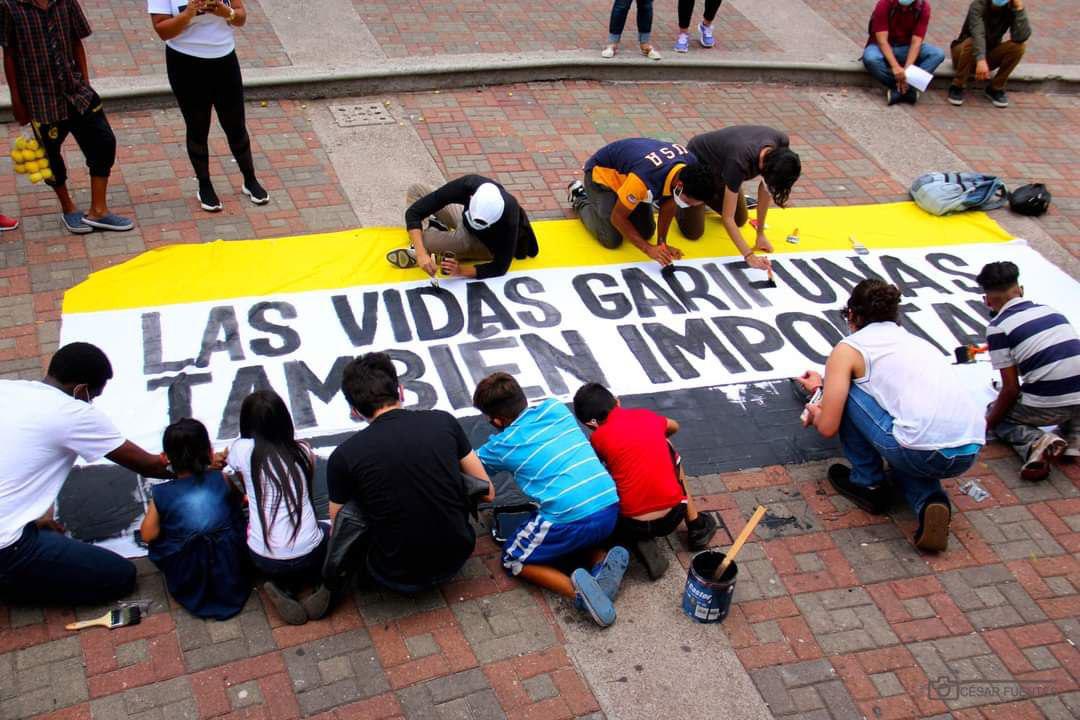 $!Manifestación de integrantes del pueblo garífuna en Honduras.