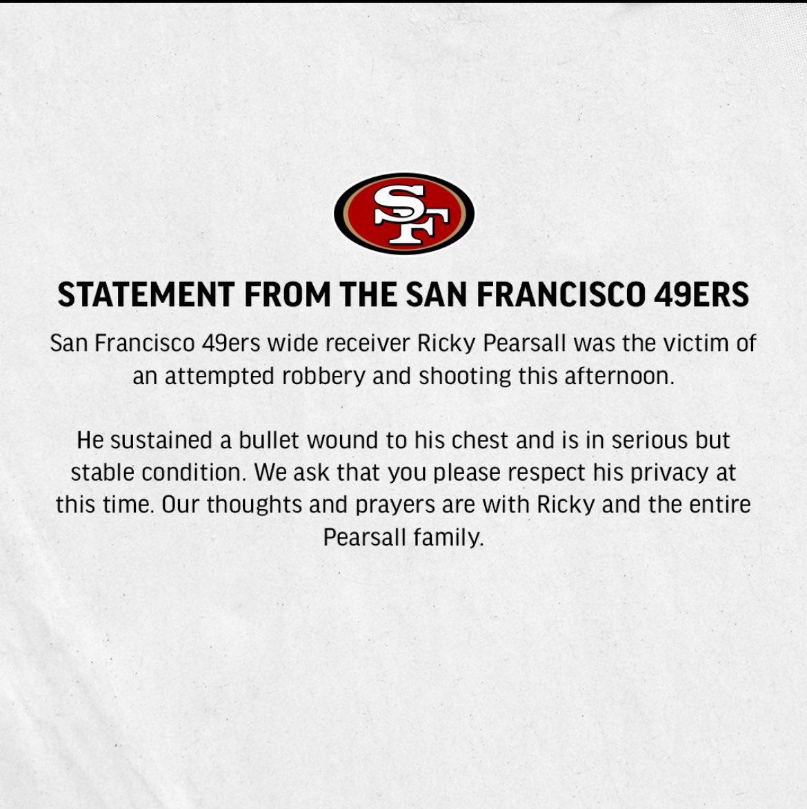 $!Receptor de los 49ers, Ricky Pearsall, herido en intento de robo en San Francisco