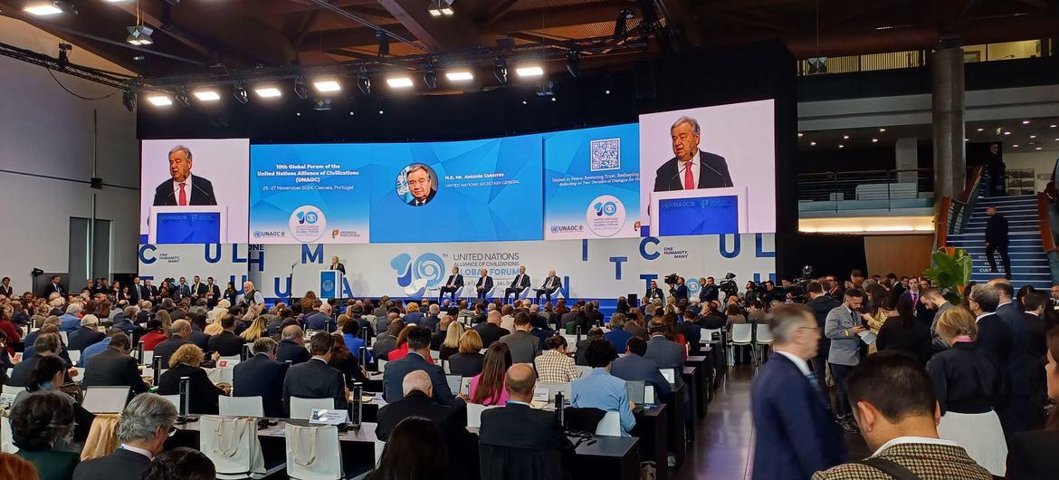 $!El Secretario General António Guterres pronuncia un discurso en la Reunión Ministerial de Alto Nivel del Grupo de Amigos de la Alianza de Civilizaciones de las Naciones Unidas, en Cascais, Portugal.