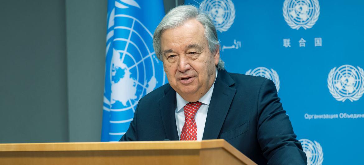 $!El Secretario General António Guterres informa a los periodistas sobre los últimos acontecimientos en Israel y Gaza.