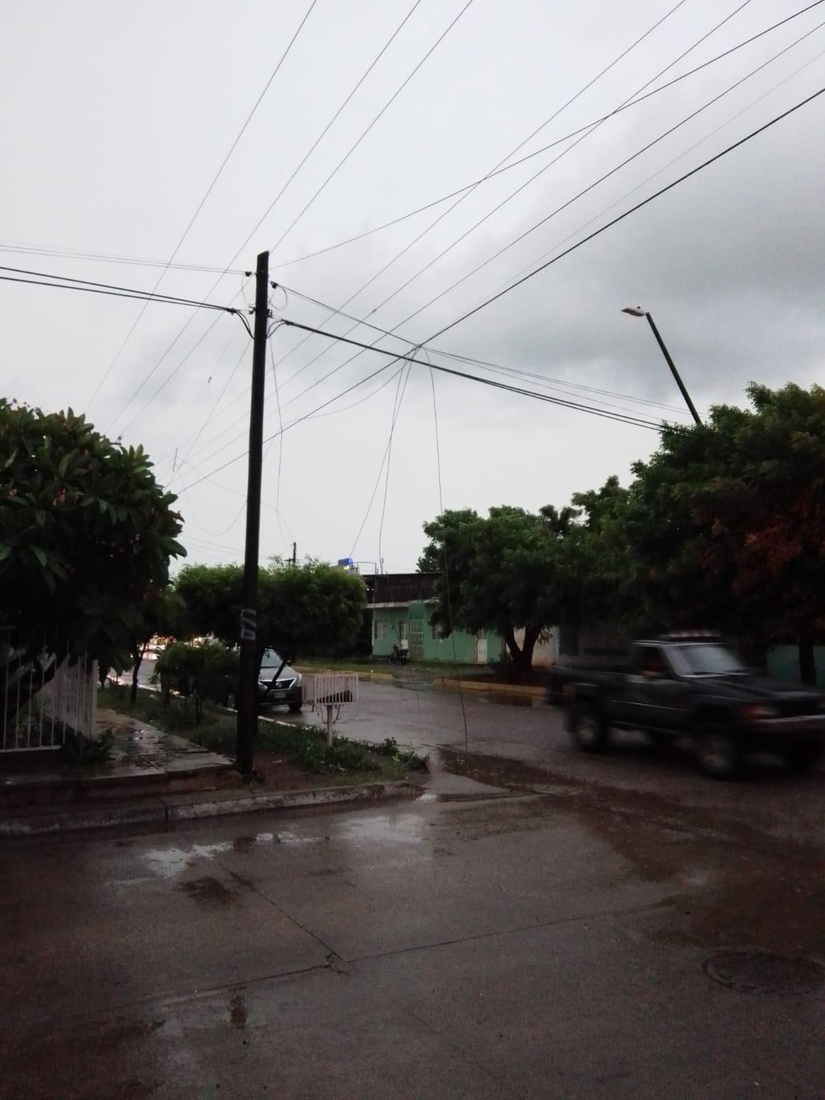 $!Apagones de energía, árboles y cables caídos deja tormenta en Escuinapa