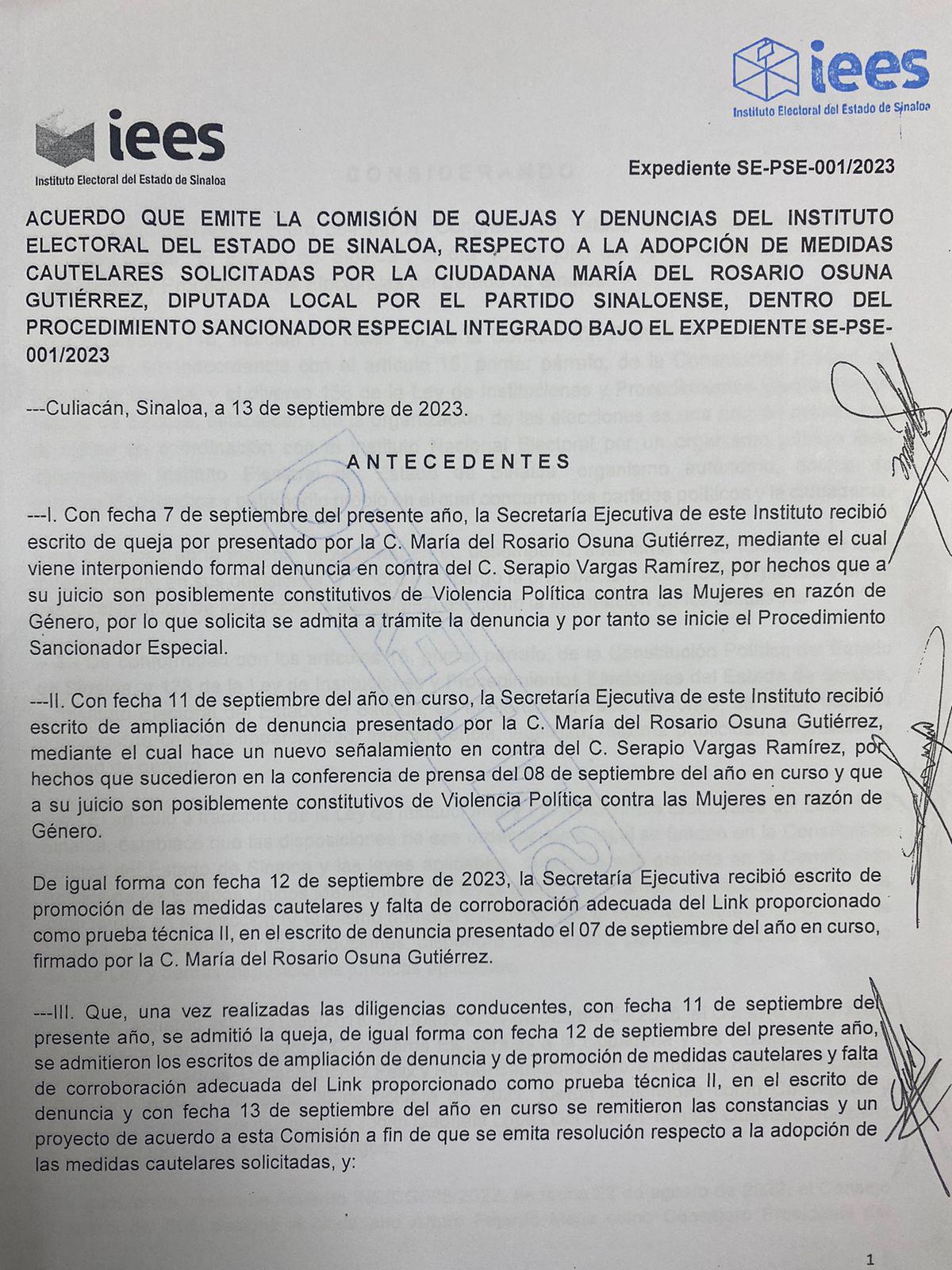 $!Otorgan medidas cautelares a favor de Diputada del PAS, tras denuncia contra Serapio Vargas