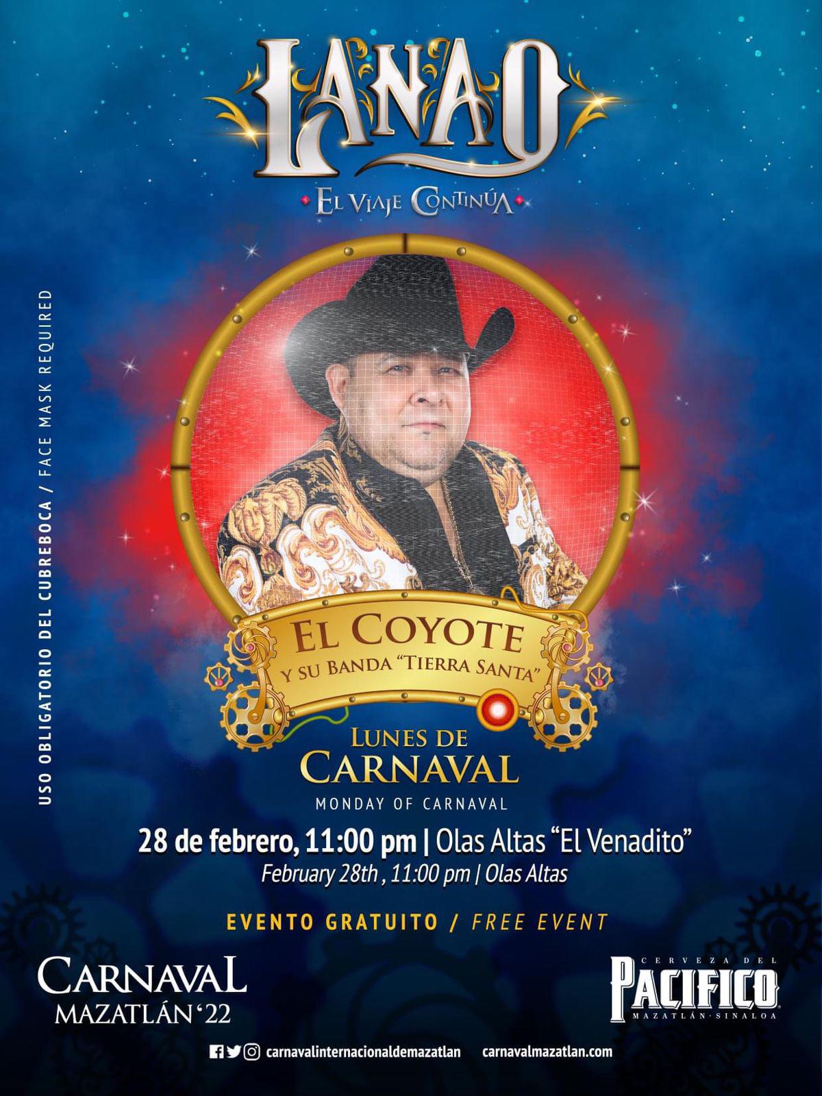 $!El Coyote y su Banda Tierra Santa tendrán presentación en Olas Altas, el Lunes de Carnaval