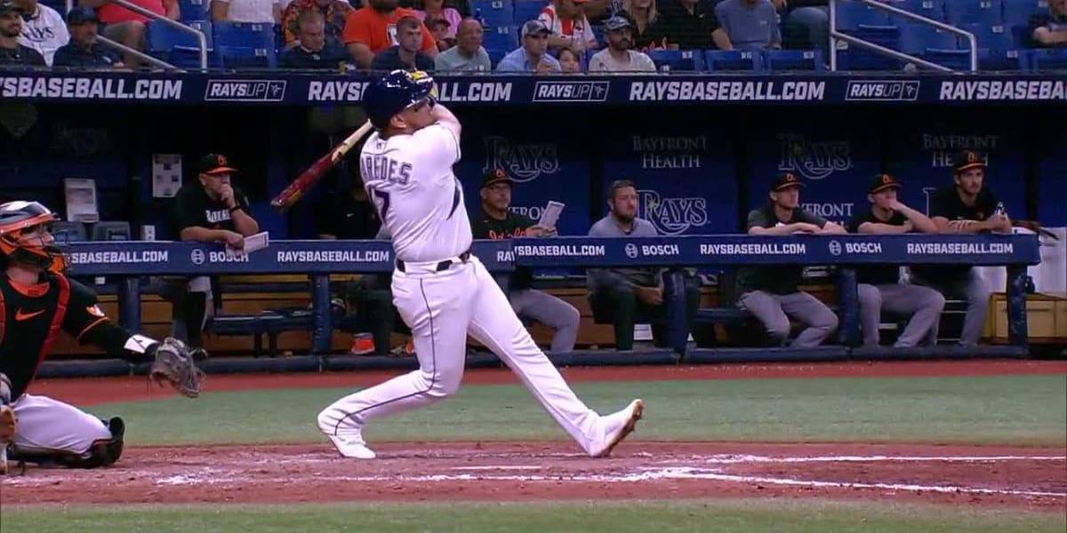 St. Petersburg, FL USA; Tampa Bay Rays third baseman Isaac Paredes (17)  fields and throws to first for the out during an MLB game against the  Baltimor Stock Photo - Alamy