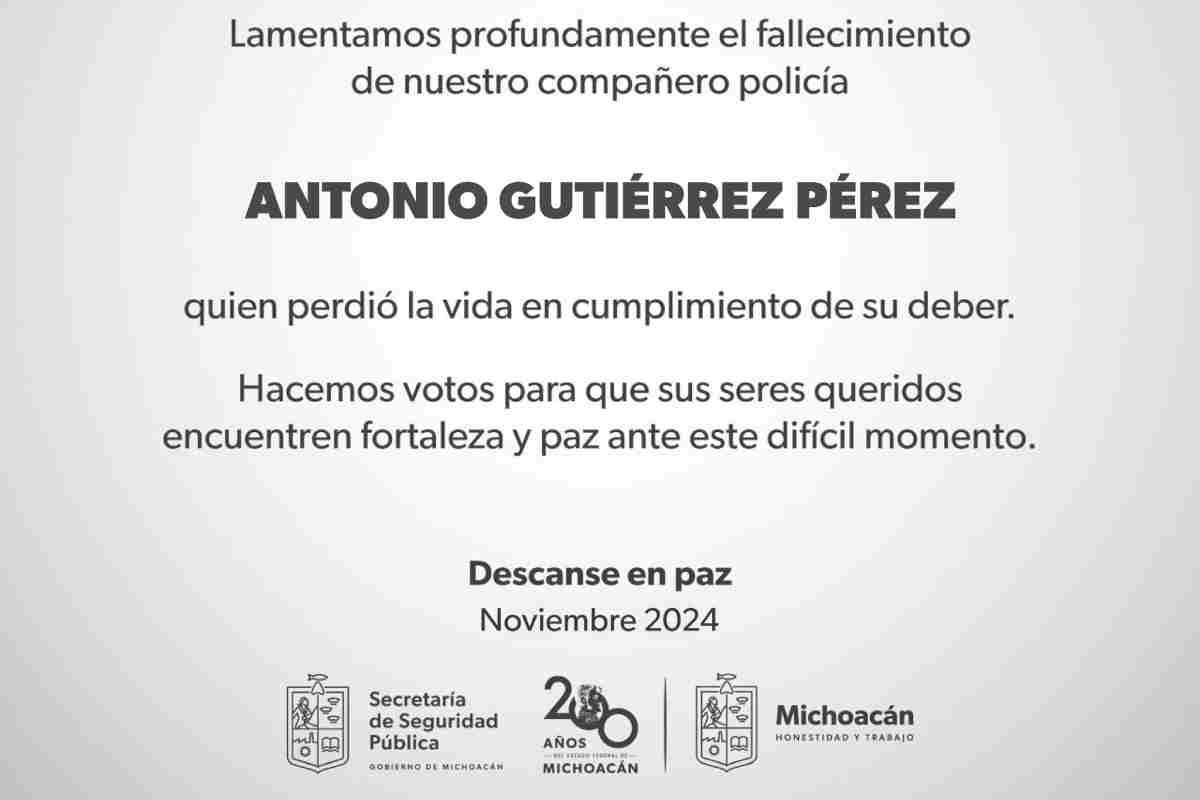 $!Comunicado de la Secretaría de Seguridad Pública de Michoacán.