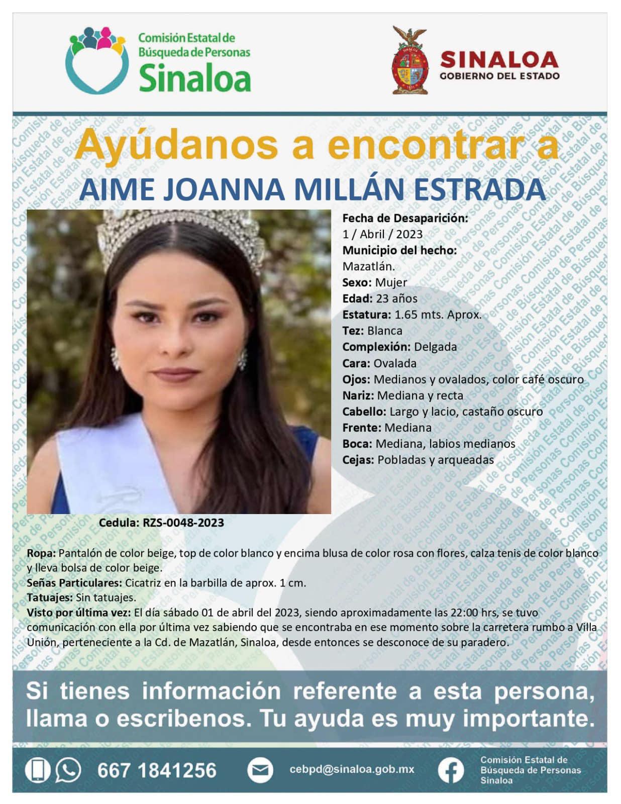 $!Buscan a la joven Aimé Joanna, desaparecida en Mazatlán