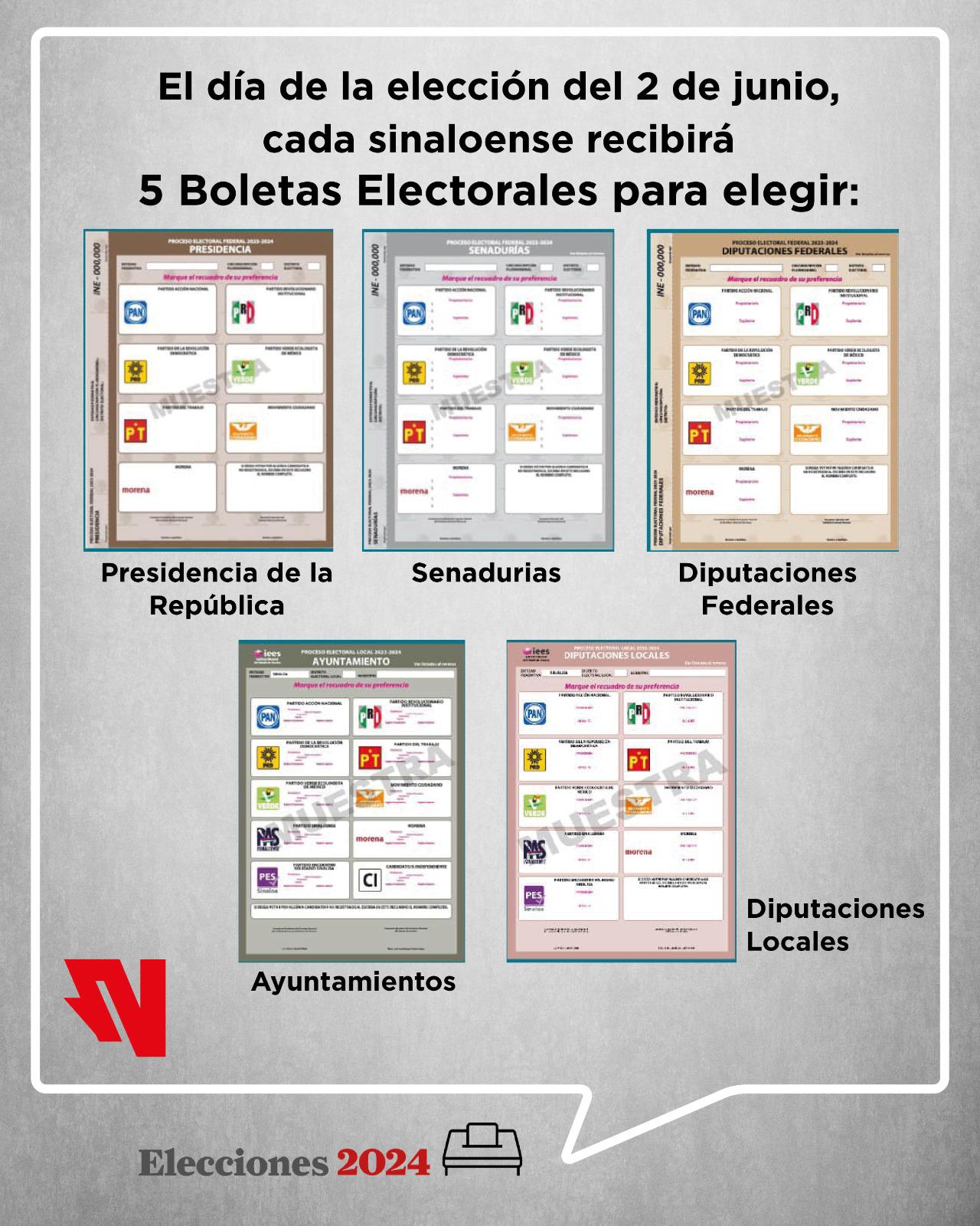 $!Son cinco las boletas que recibirás al momento de ir a votar este domingo 2 de junio