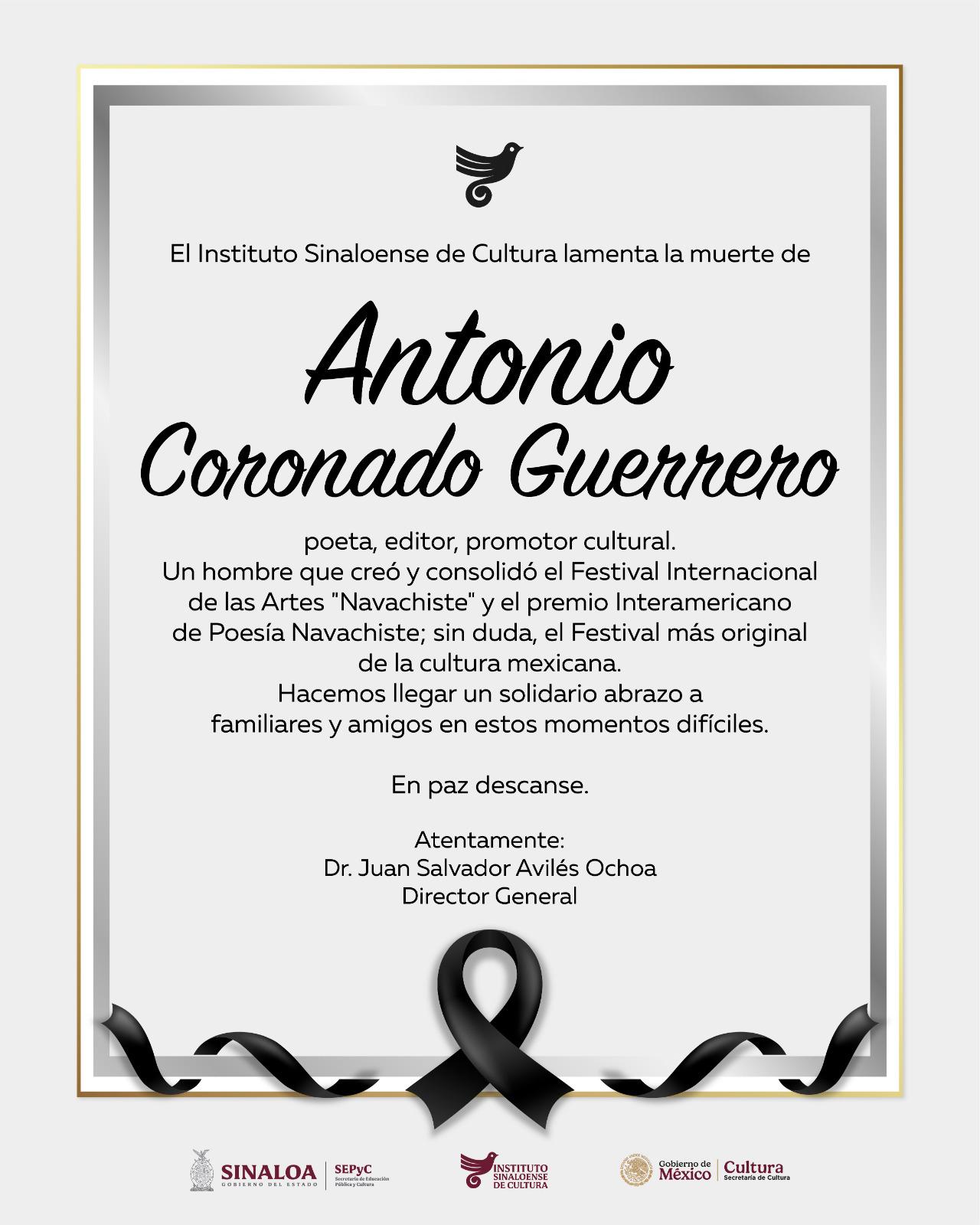 $!Muere Antonio Coronado, creador del Festival Internacional de las Artes Navachiste