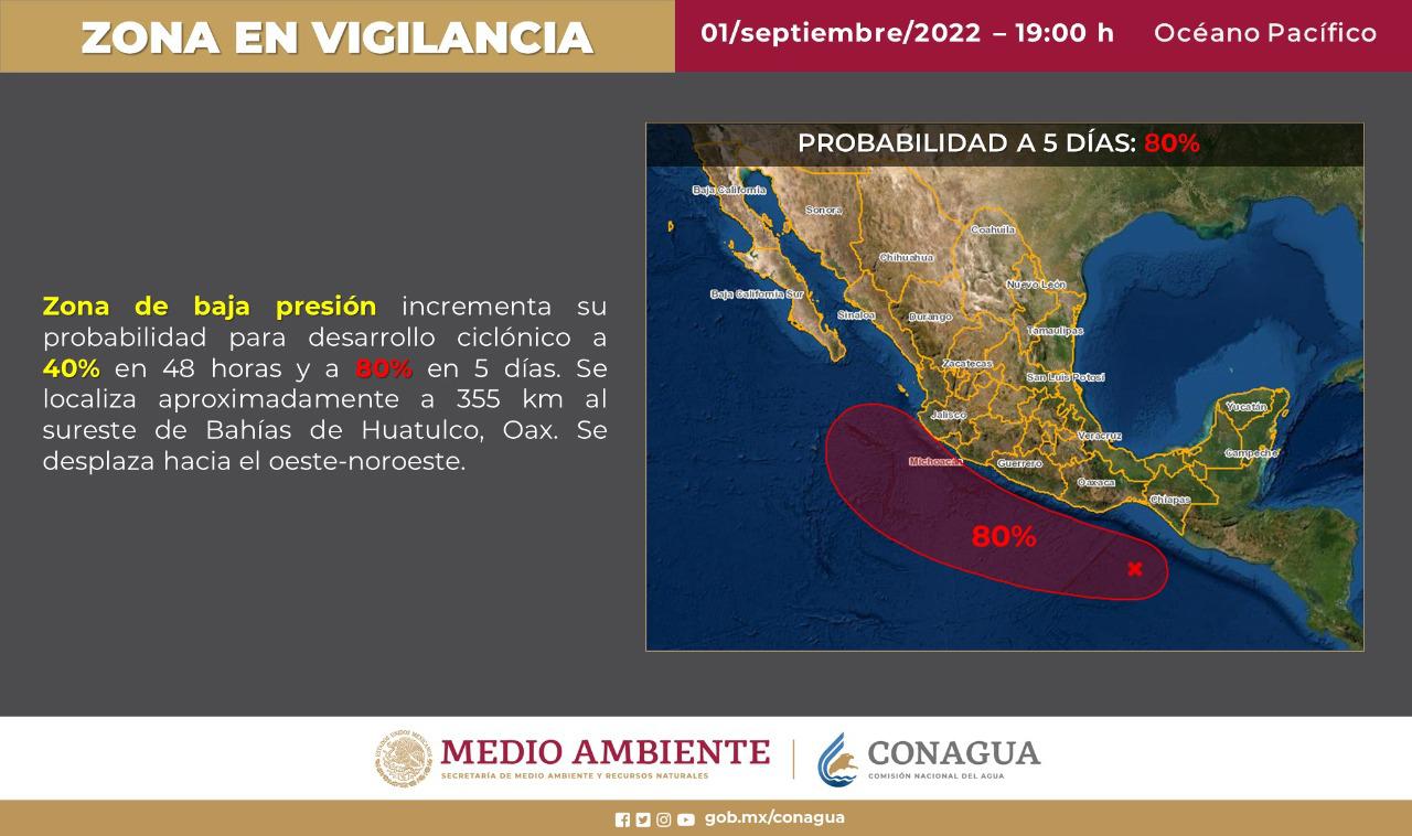 $!Depresión tropical ‘Once-E’, al sur de Cabo San Lucas, podría dejar fuertes lluvias en Sinaloa