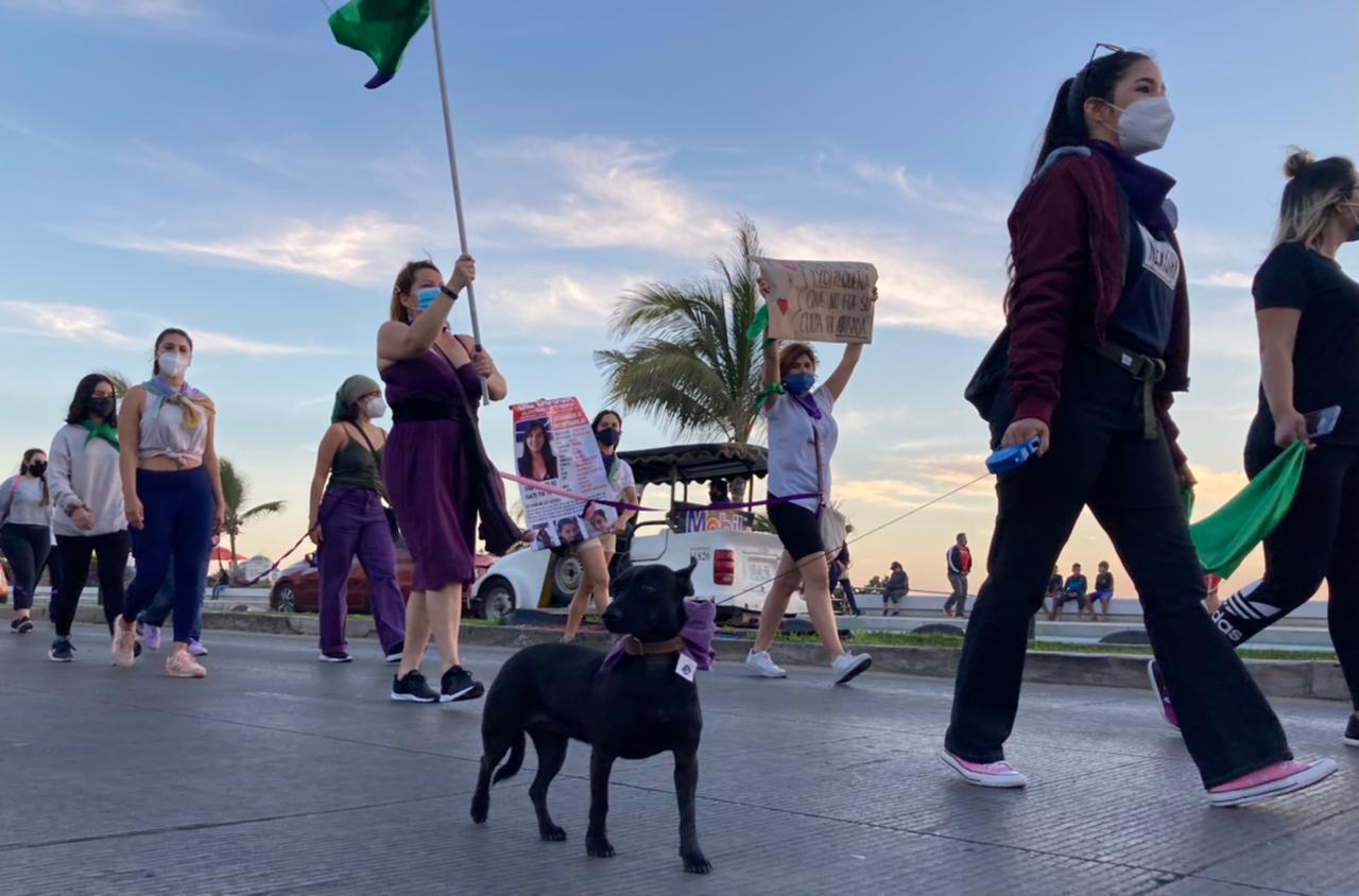 $!Una mascota acompaña a una de las manifestantes