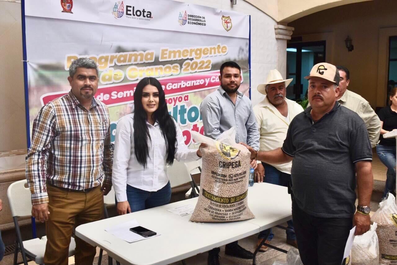 $!Benefician a productores de Elota con costales de garbanzo y cártamo