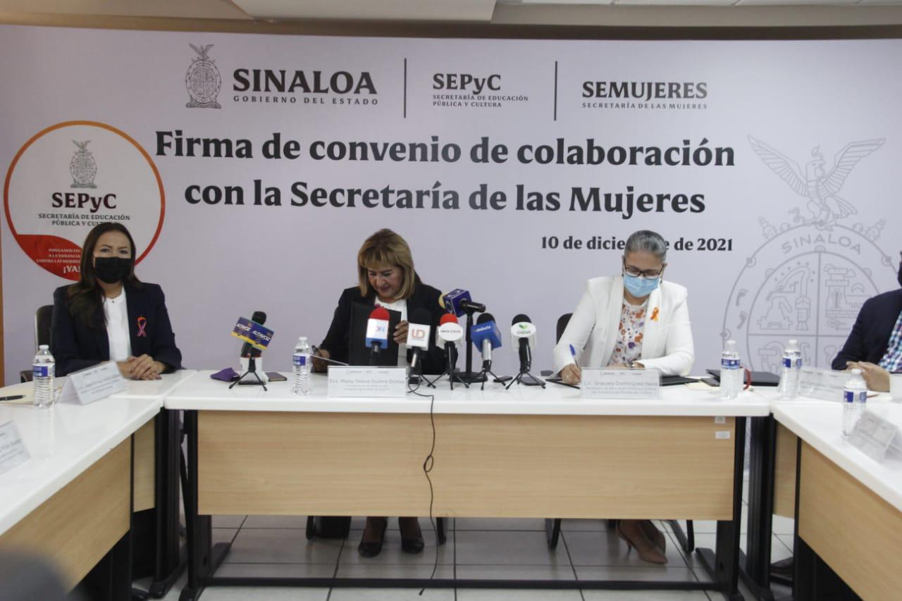 $!SEPyC y Secretaría de las Mujeres firman convenio para erradicar la violencia contra la mujer desde la educación