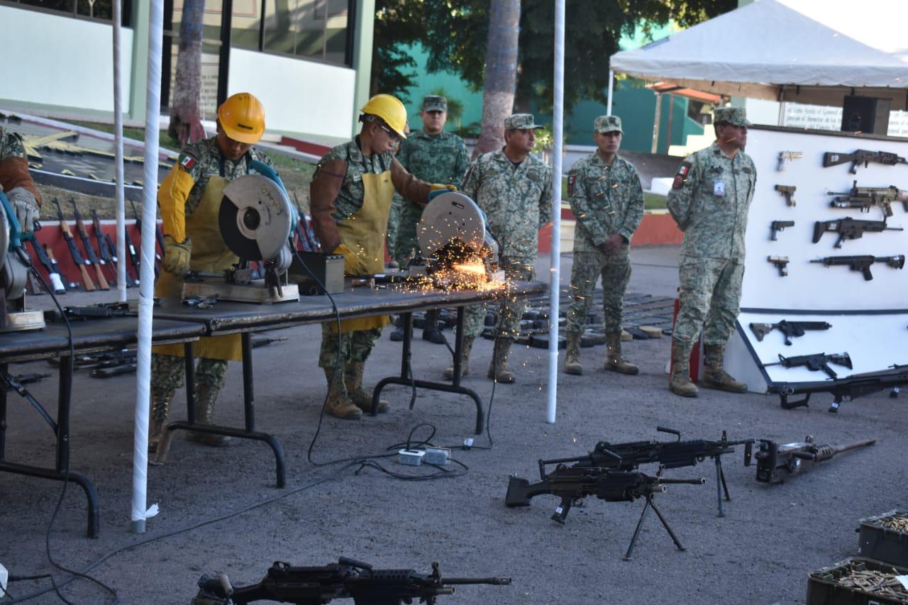 $!Destruye Ejército más de 250 armas decomisadas y donadas en campañas