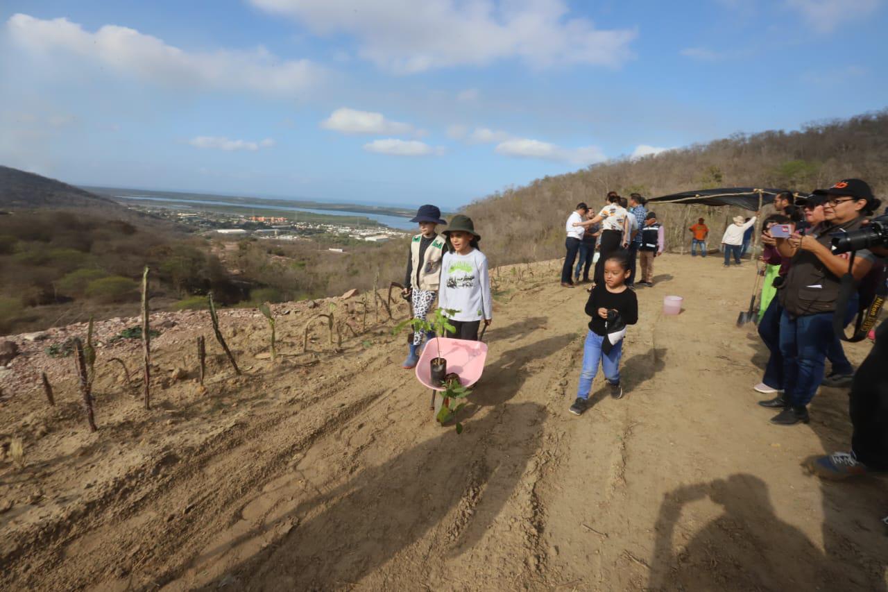 $!Celebran Día Mundial del Medio Ambiente con reforestación en área cerrada del Basurón de Mazatlán