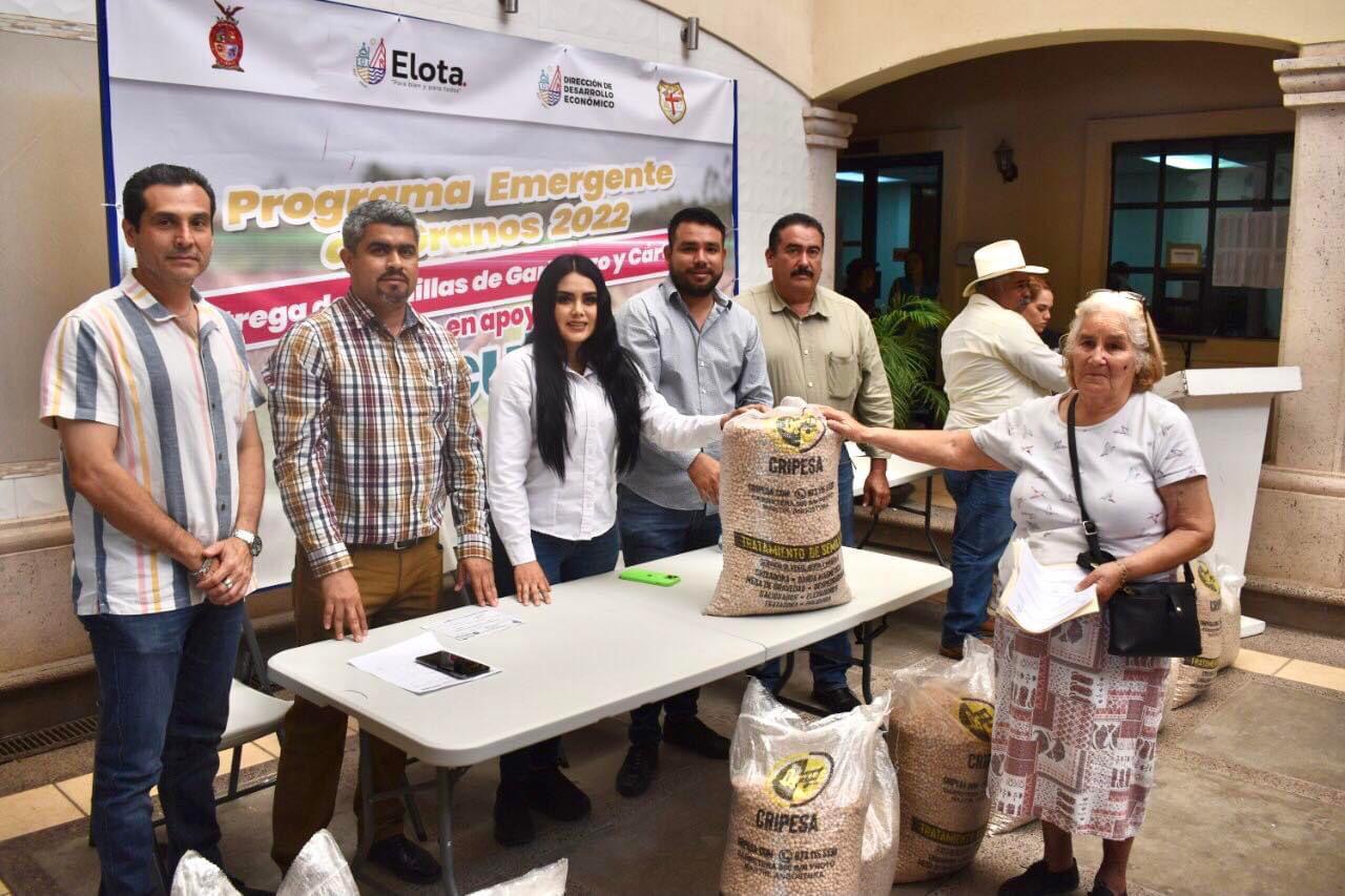 $!Benefician a productores de Elota con costales de garbanzo y cártamo