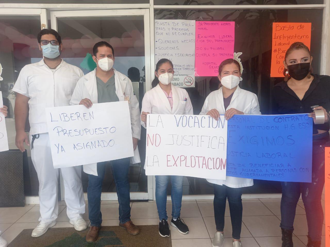 $!Demandan en el Hospital General de Escuinapa mejores condiciones laborales y dignificación de salarios