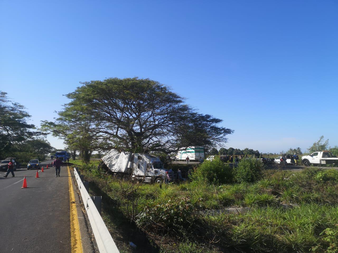 $!Se accidenta tráiler en la Maxipista; rapiñan cientos de mangos