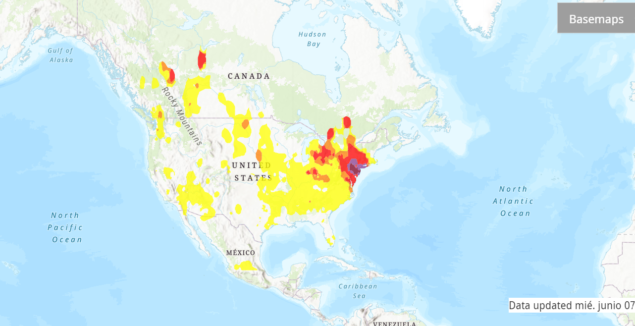 $!Humo de incendios de Canadá prende alertas en Estados Unidos