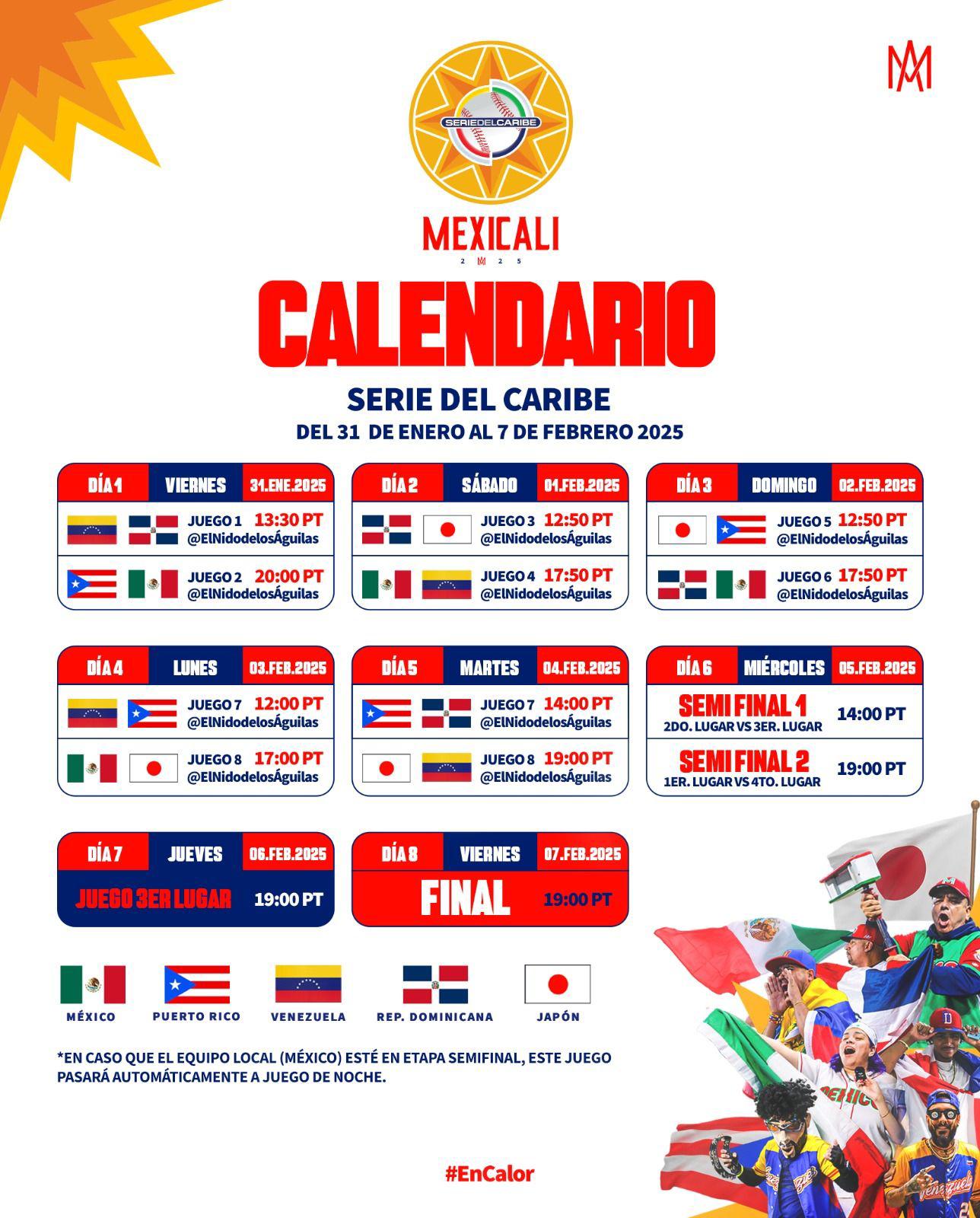 $!Revelan calendario de la Serie del Caribe Mexicali 2025