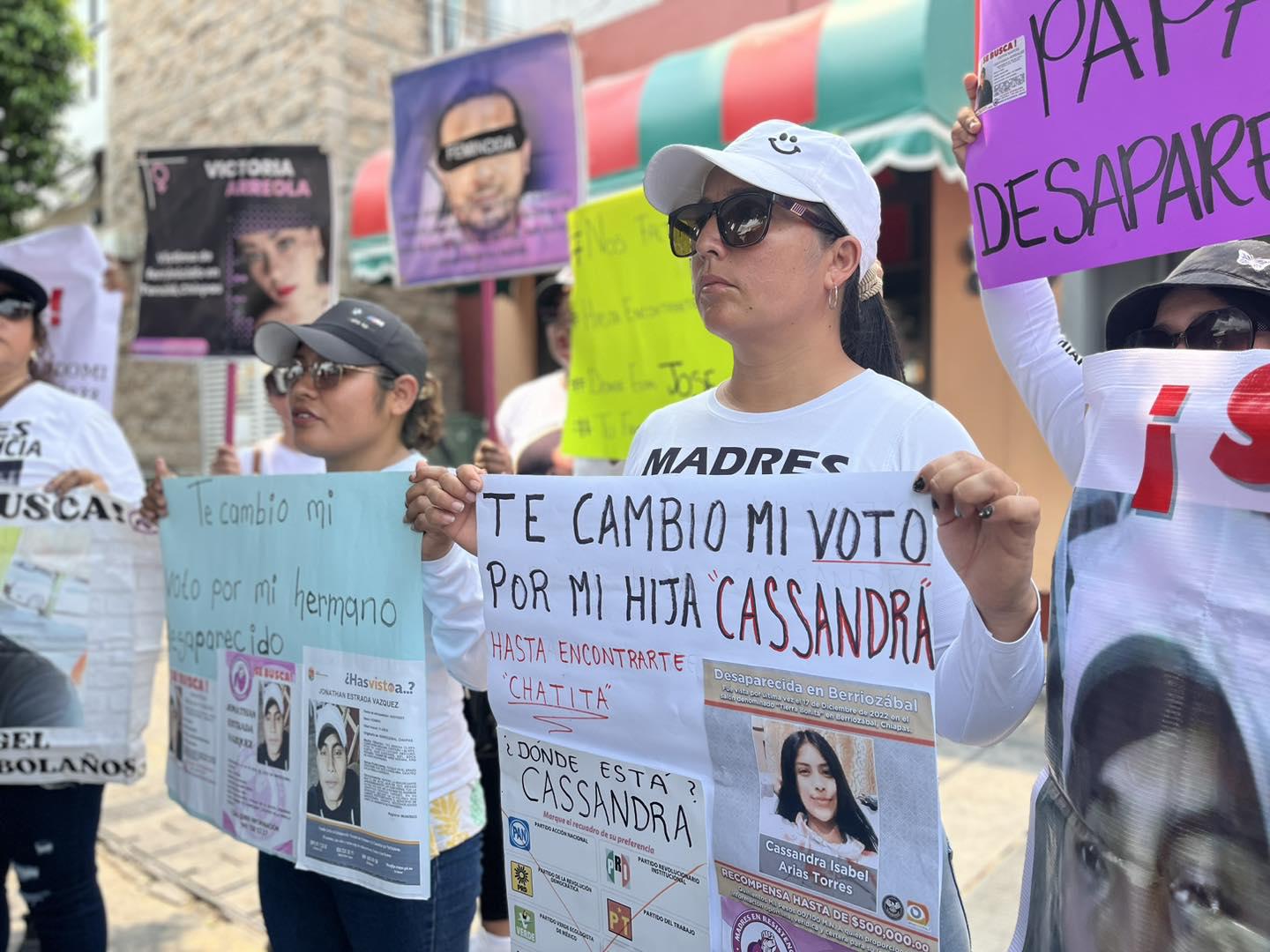 $!En Chiapas ha tomado fuerza la campaña “Te cambio mi voto por mi desaparecido”, que se ha replicado en varios estados.