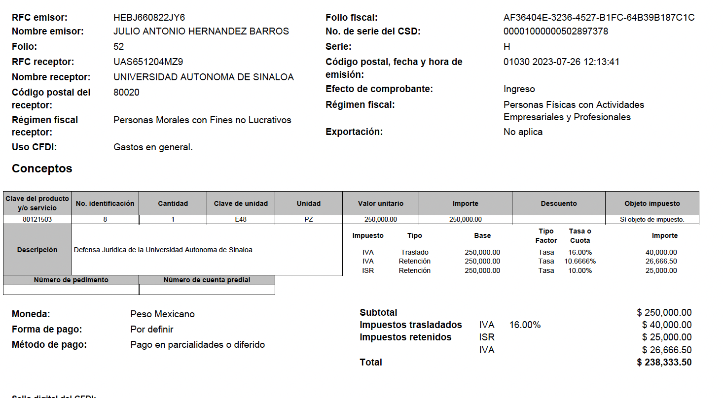 $!Abogado de los Cuén cobra en la UAS y luego cancela facturas