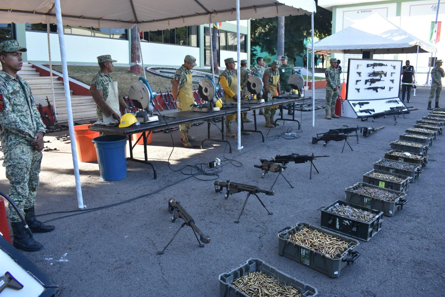 $!Destruye Ejército más de 250 armas decomisadas y donadas en campañas