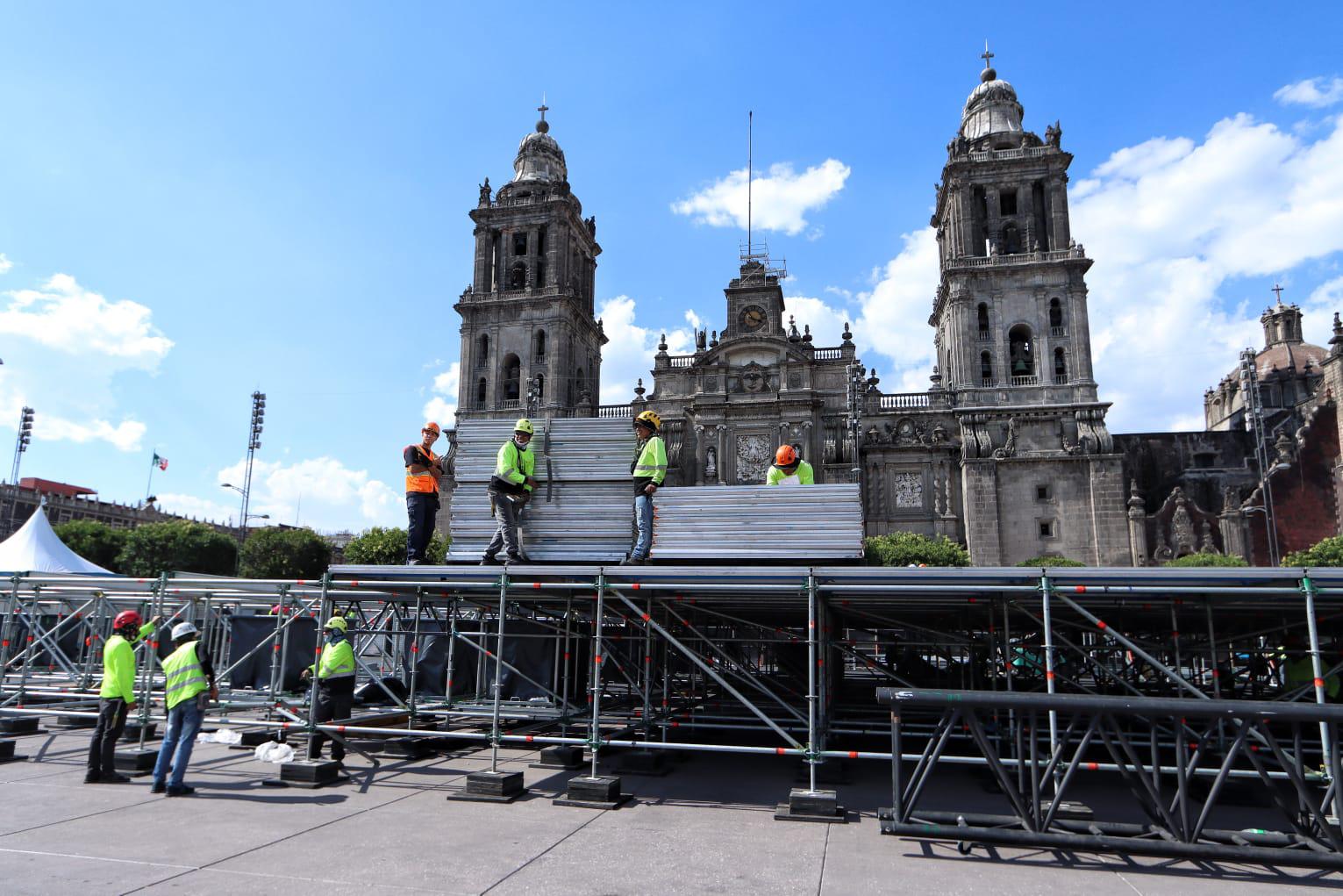 $!Preparan escenario para el concierto de Rosalía en el Zócalo