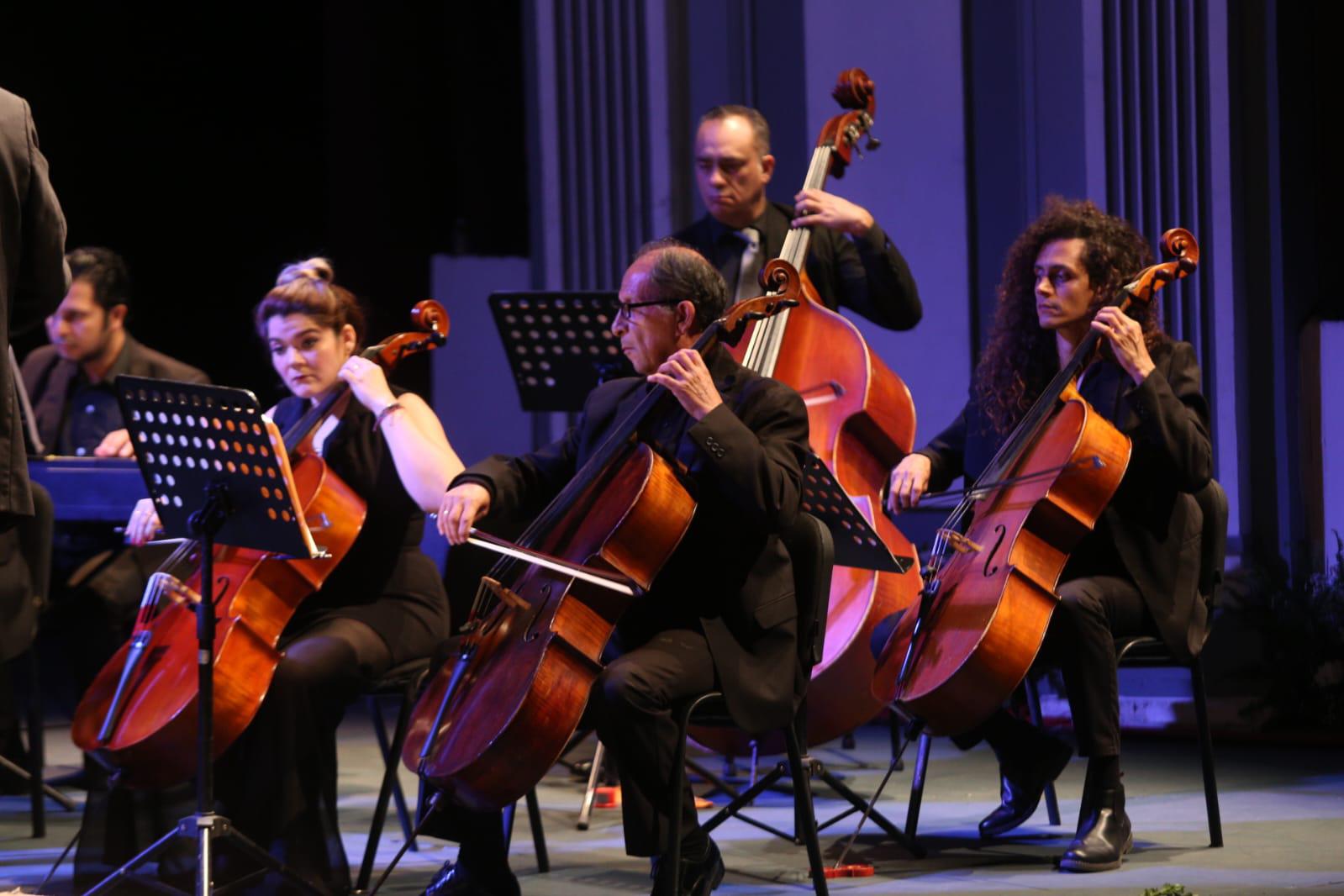 $!Los músicos de la Camerata Mazatlán en la velada, Citlali Cisneros, Orlando Idrovo, Maximiliano Torres y Luis Corrales.