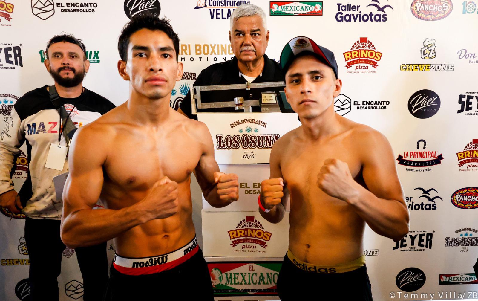 $!Pugilistas de Zapari baten a la báscula en el previo de la función ¡Viva México!