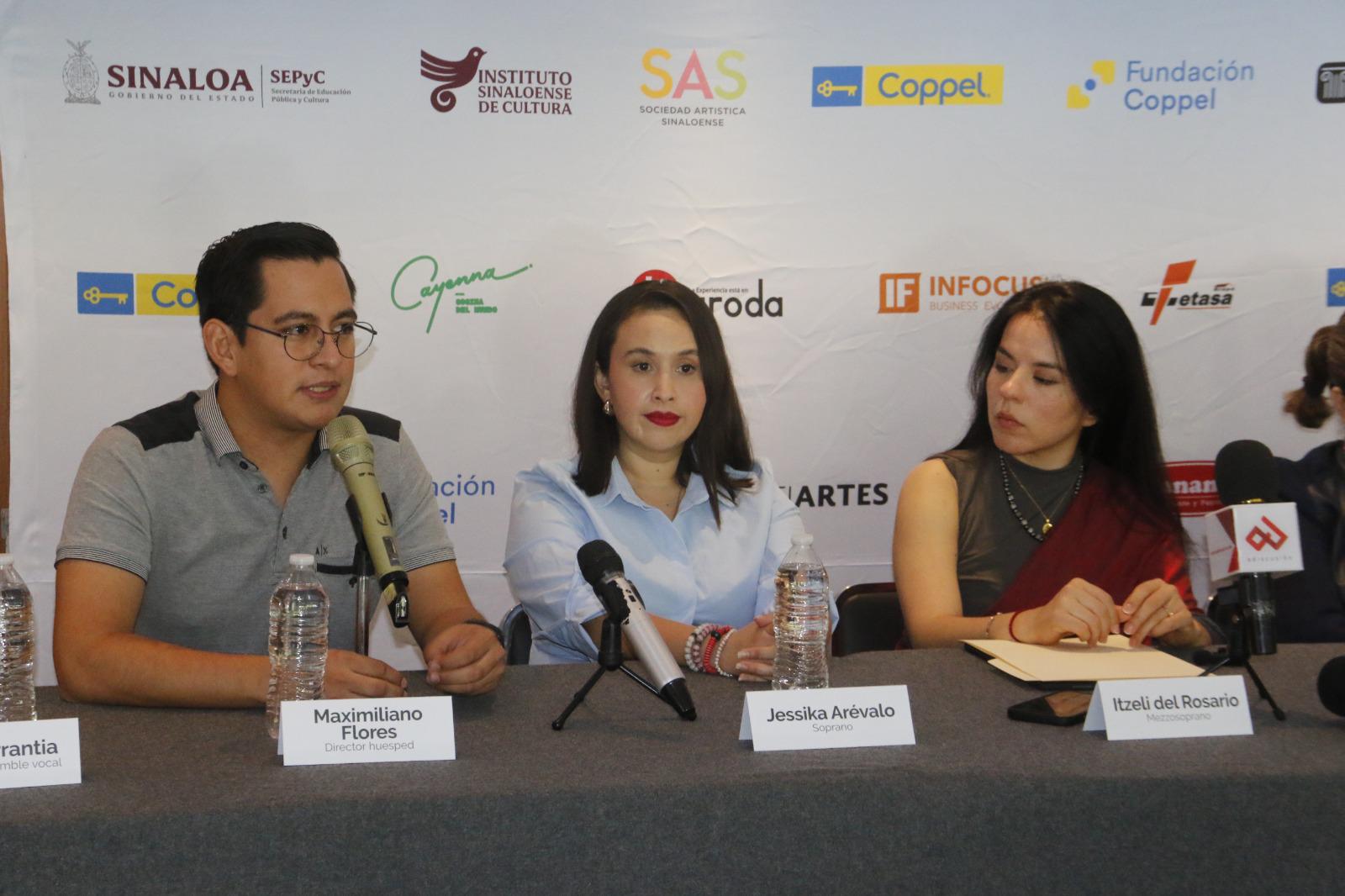 $!Maximiliano Flores, Jessika Arévalo e Itzel del Rosario son los solistas del concierto.