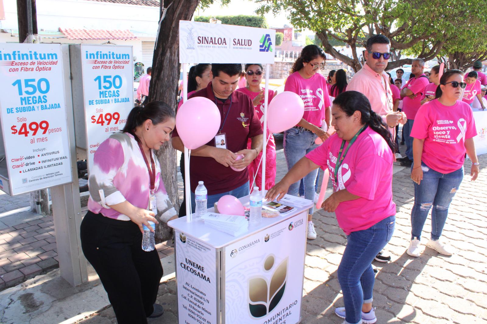 $!En Rosario, marchan de rosa para crear conciencia sobre el cáncer de mama