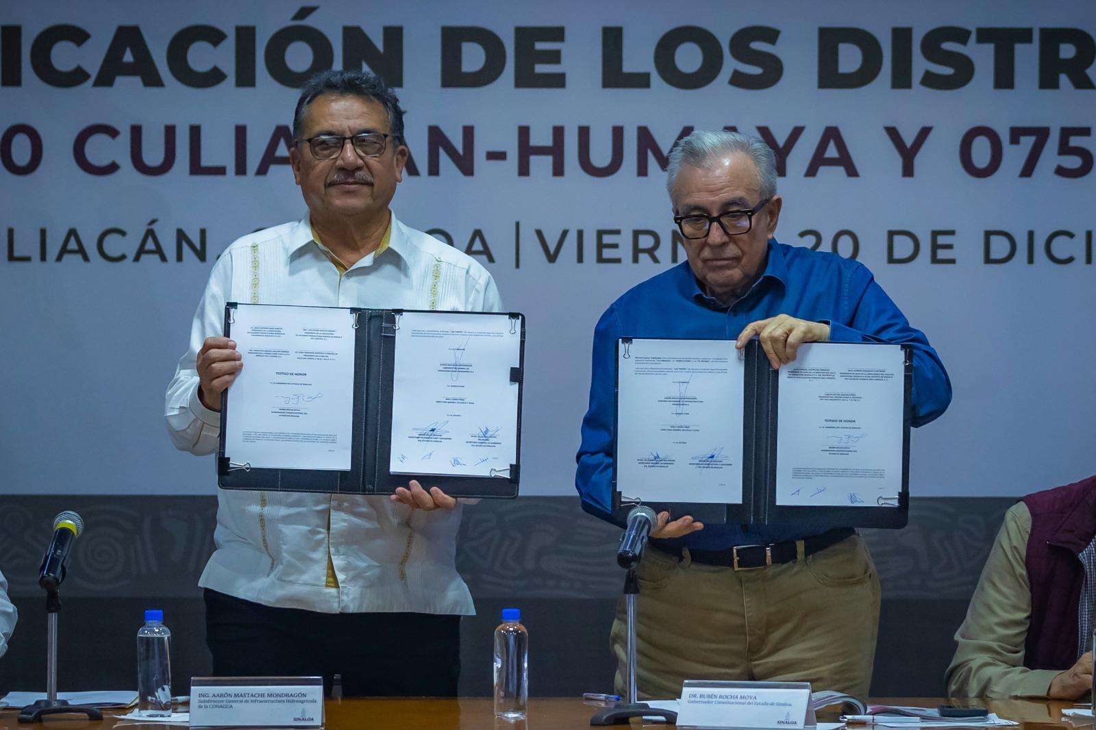 $!Firma Gobernador convenio con Conagua para tecnificación de distritos de riego 075 y 010