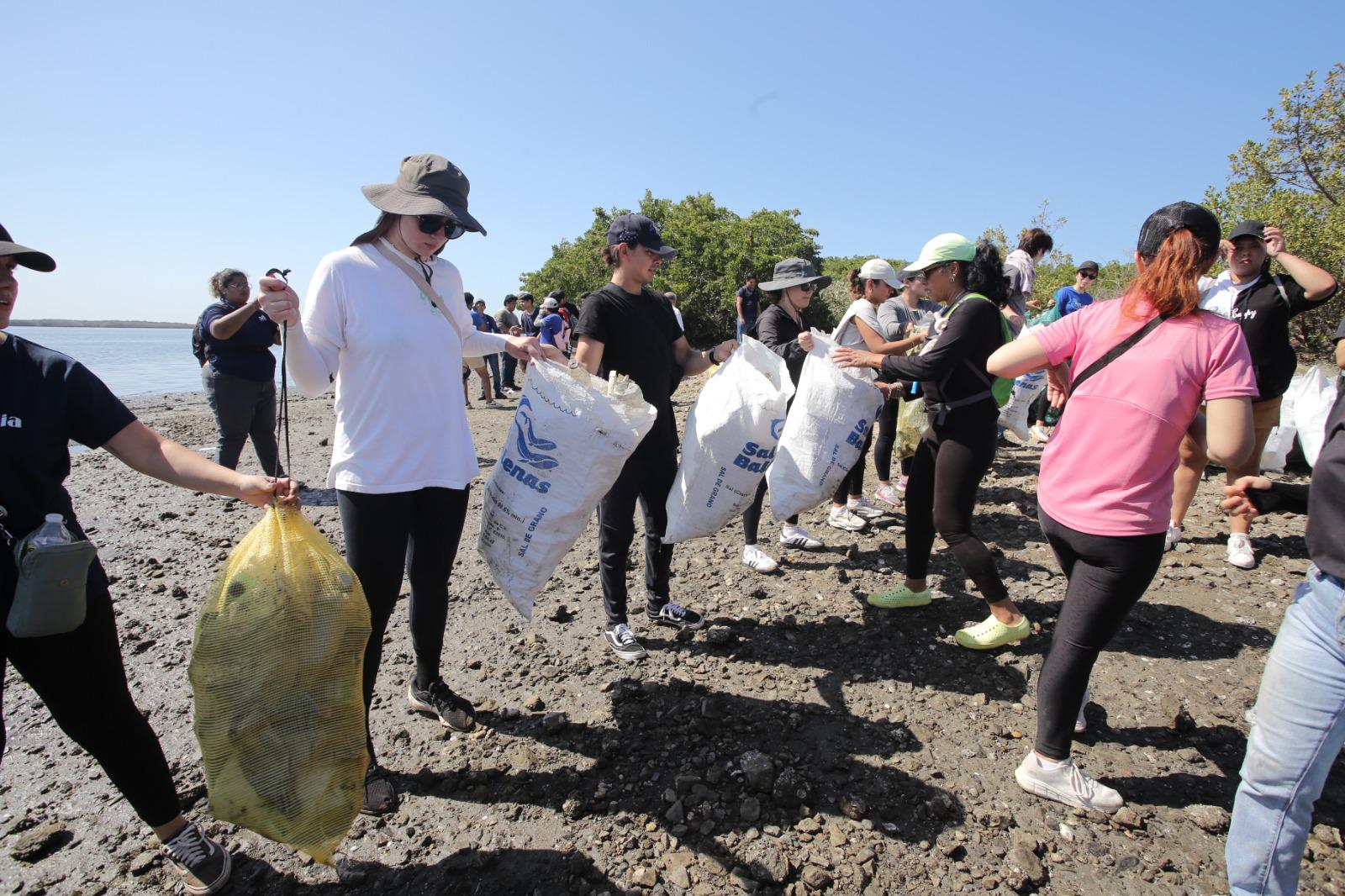 $!Limpian isla cubierta de basura en el canal de navegación, en Mazatlán