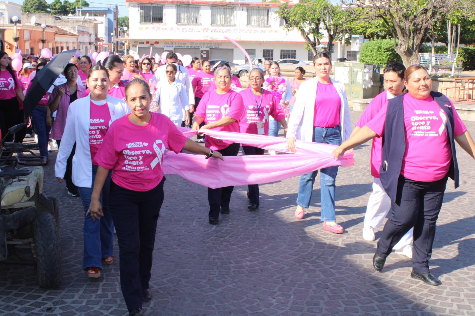 $!En Rosario, marchan de rosa para crear conciencia sobre el cáncer de mama