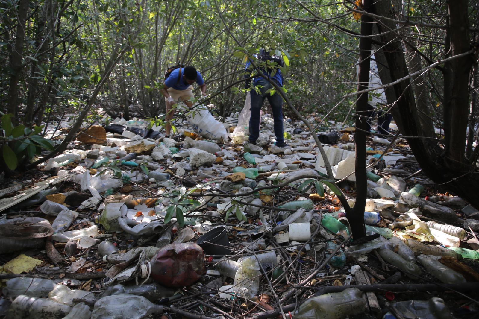 $!Limpian isla cubierta de basura en el canal de navegación, en Mazatlán