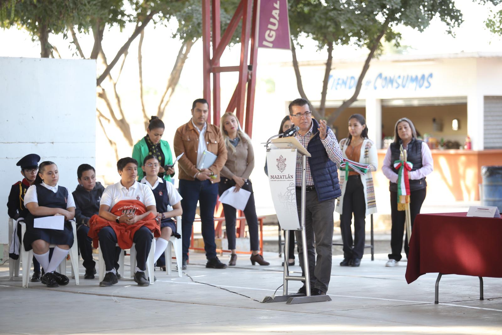 $!Celebran en Secundaria de Villa Unión el primer Lunes Cívico de 2024