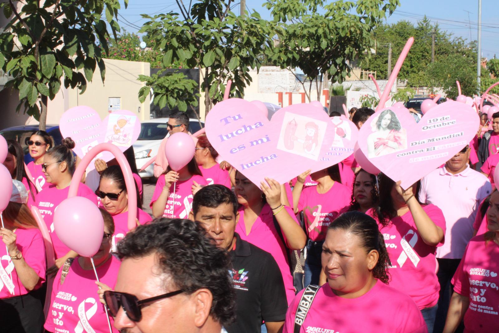 $!En Rosario, marchan de rosa para crear conciencia sobre el cáncer de mama