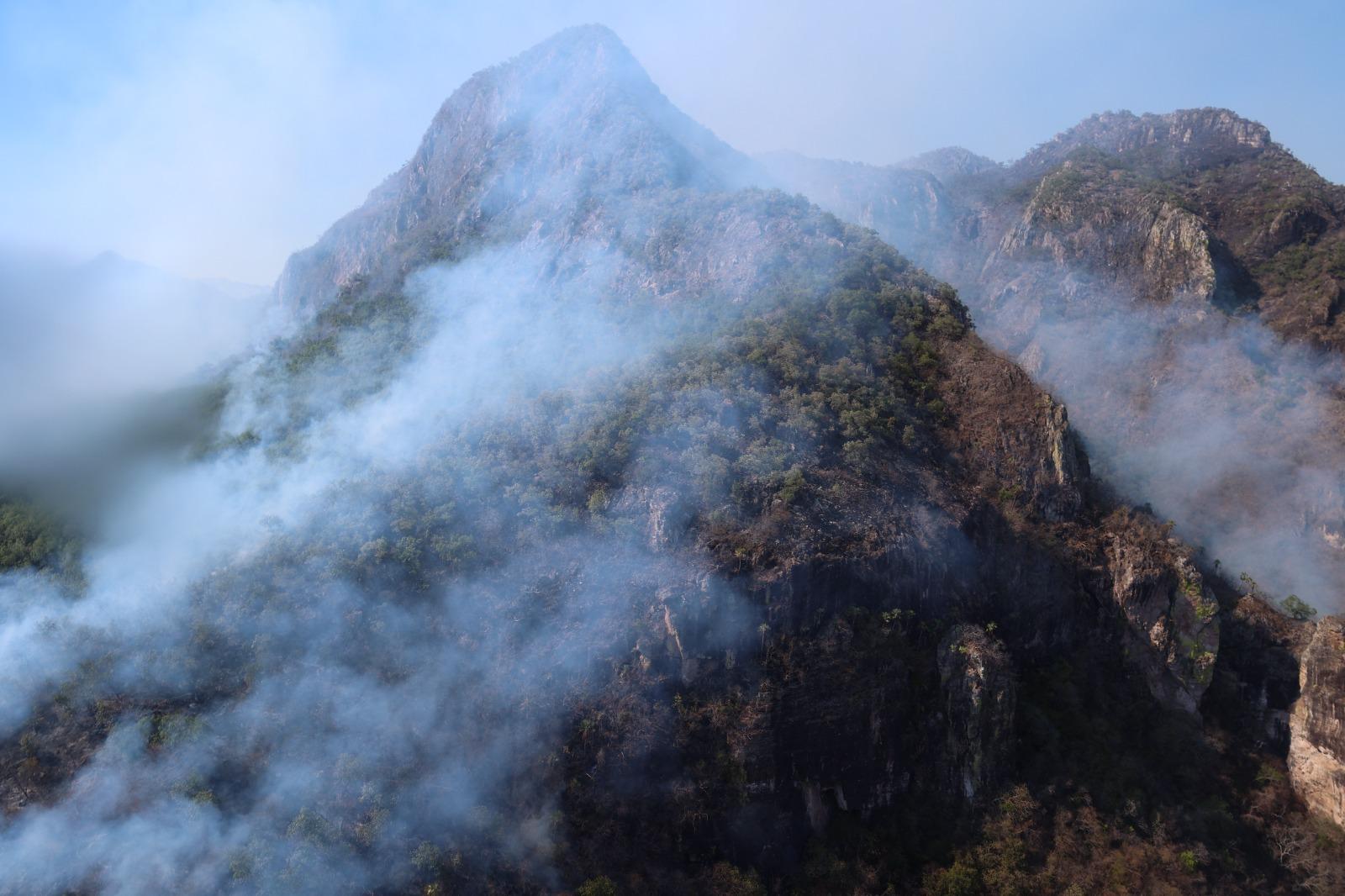 $!Más de 130 personas combaten incendio forestal en la sierra de Elota